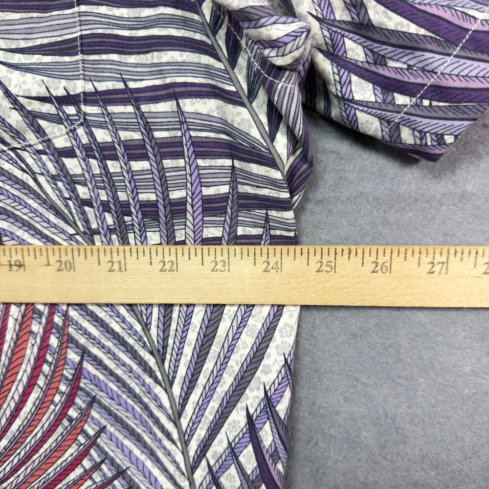 Tommy Bahama IslandZone Mens XL Silk Blend Palm Leaf Print Camp Shirt Purple Red - Picture 8 of 8